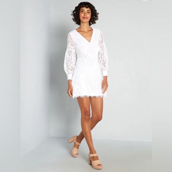 Modcloth White Lace Mini Dress - Picture 3 of 10
